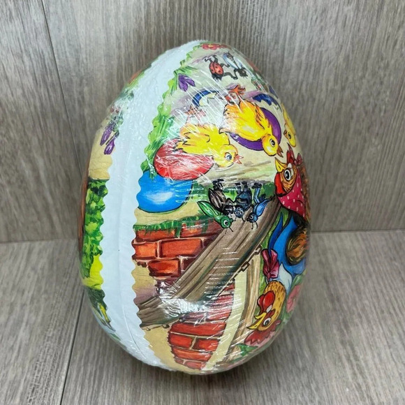 Vintage Western Germany Paper Mache Easter Egg Candy Container Hen & Chicks - Picture 5 of 5